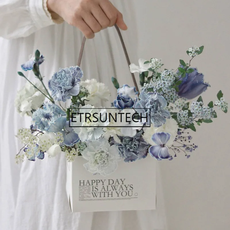 

100pcs Portable Foldable Flower Box Paper Packing Bag Florist Fresh Flower Carrier Bag Handmade Bouquet Basket Wedding Gift