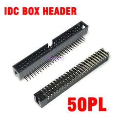 10Pcs DC3 2x25 Pin 50 Pin 2.54mm ISP Right Angle Male Double-Spaced Pin Male IDC JTAG Socket Box Header Connector