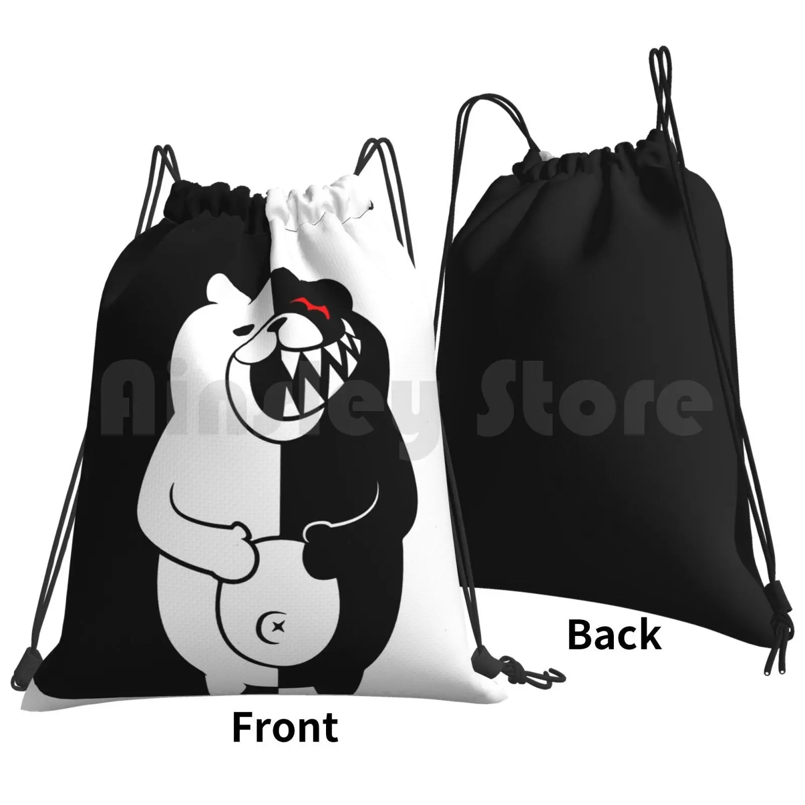 Danganronpa Monokuma Backpack Drawstring Bag Riding Climbing Gym Bag Danganronpa Monokuma Anime Bear Black White Despair