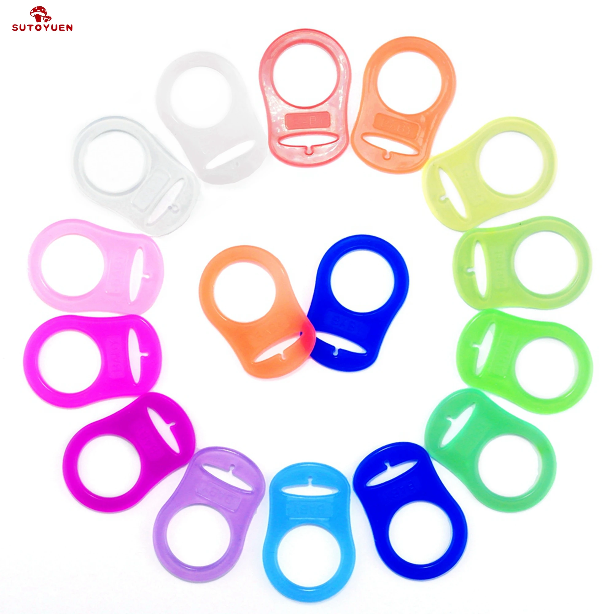 50pcs Clear Food Grade BPA Free Silicone Baby Pacifier Chain Clip Holder Rings Dummy Attache Sucette For Mam Button Pacifiers