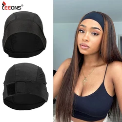 Edges Satin Headband Wig Cap For Making Wigs With Adjustable Hook&Loop Meidum Size Diy Black Dome Weaving Mesh For Women Girls