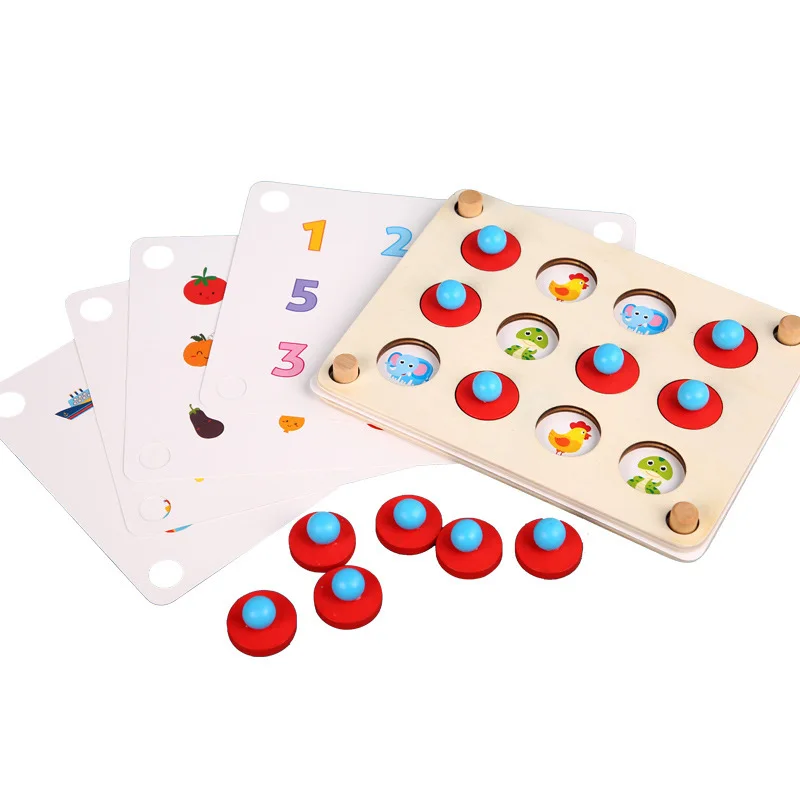 Scacchi di memoria in legno per bambini con carte di riferimento giocattoli per bambini Memory Training Family Table Game partent giochi per bambini ragazzi ragazze