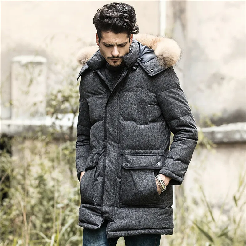 Parkas con capucha para Hombre, abrigo de plumón de pato blanco, color negro, WXF169, Invierno, 2023