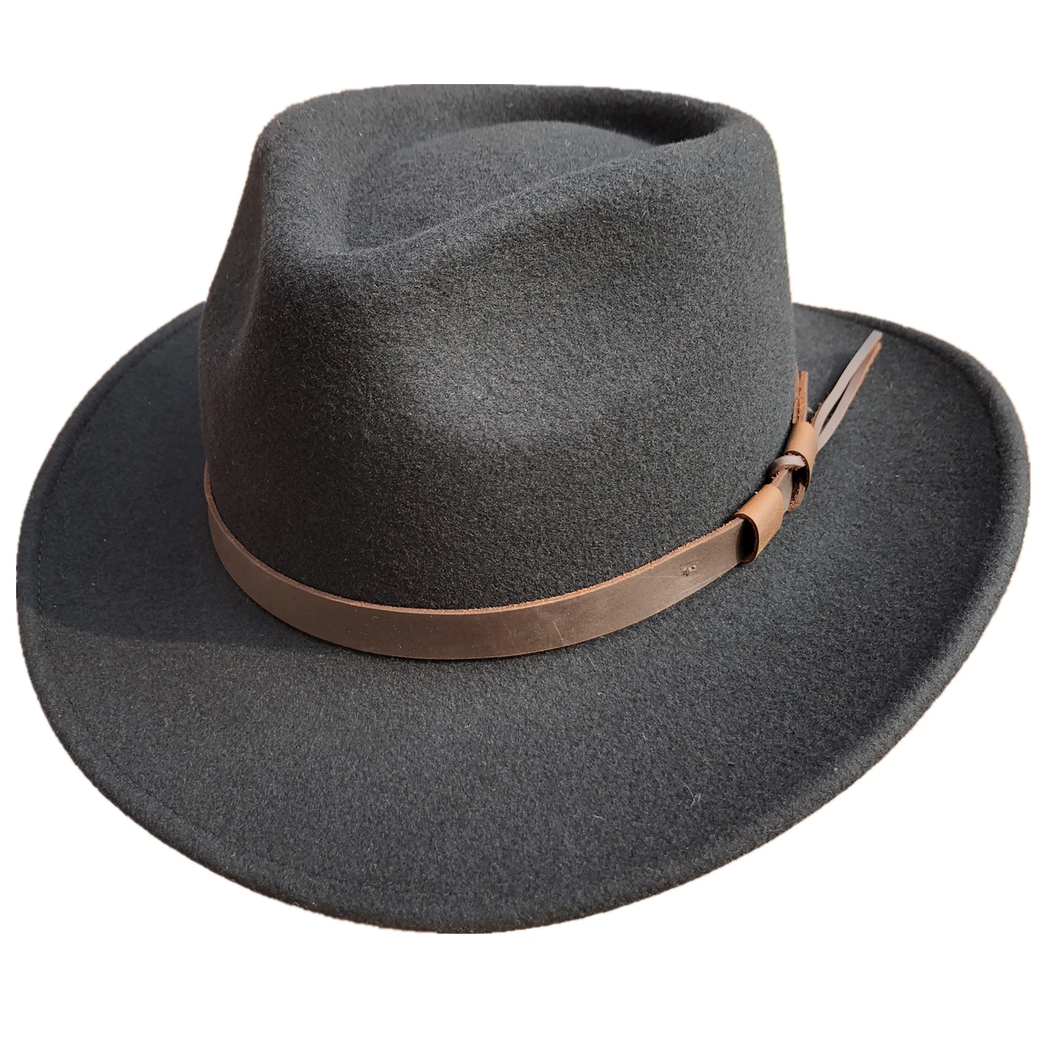 Black Crushable Packable  Fedora Western Outback Cowboy  Hat For Men