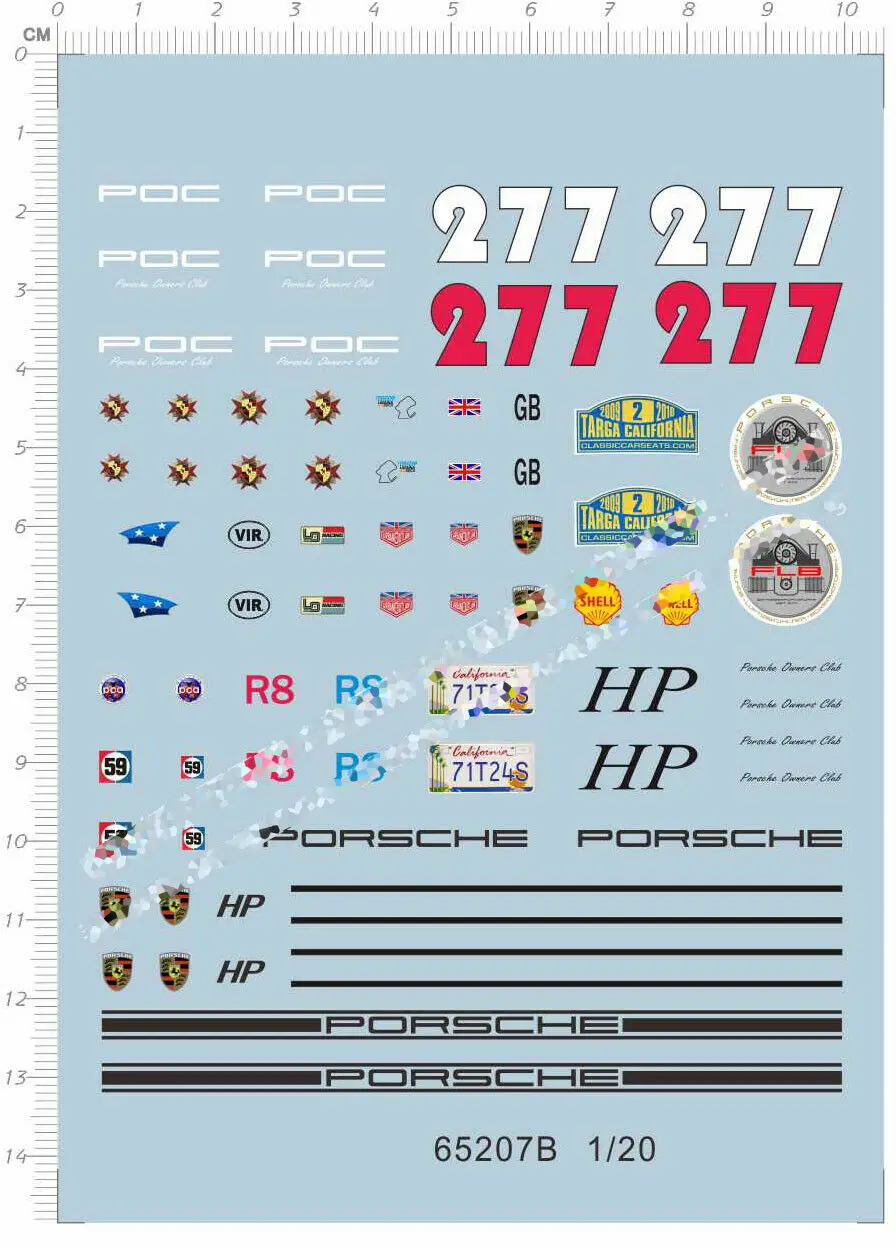 1/20 magnus 277 hp poc R8 vir targa LB Model Kit Water Decal