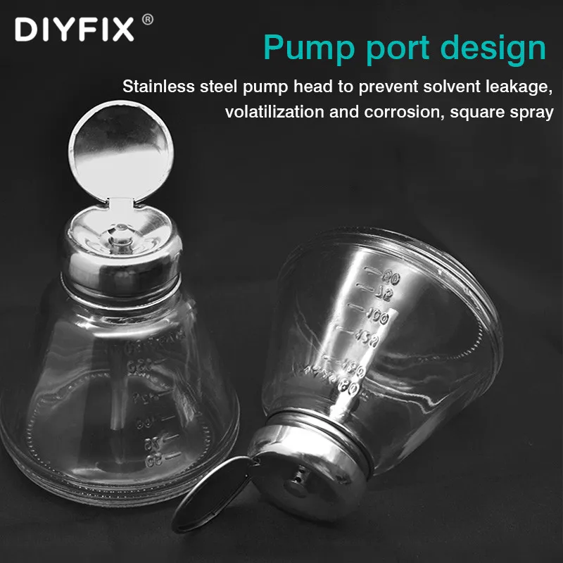 DIYFIX-زجاجة كحول زجاجية من النوع بالضغط ، 150 مللي ، لوحة مضادة للكهرباء الساكنة ، زجاجة مياه غسيل ، إصلاح الهاتف الخلوي ، أداة تنظيف نحاسية