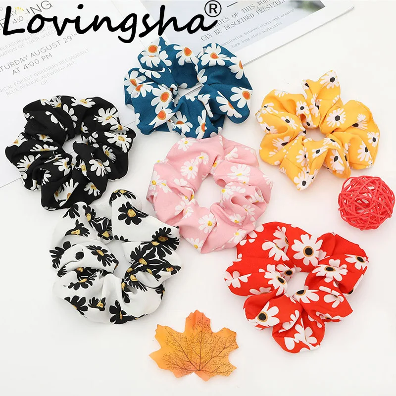 LOVINGSHA Women Hair Accessories Brand Ladies Floarl Hair Tie Fashion Scrunchies Ponytail Hair Female Girl Holder Rope FC169