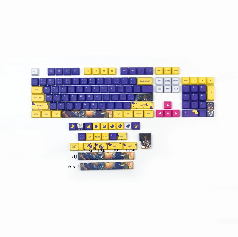 

127 Keys/set Poke Moon Theme Keycaps PBT Dye Subbed Key Caps XDA Profile Keycap With ISO Enter 6.5U 7U Spacebar