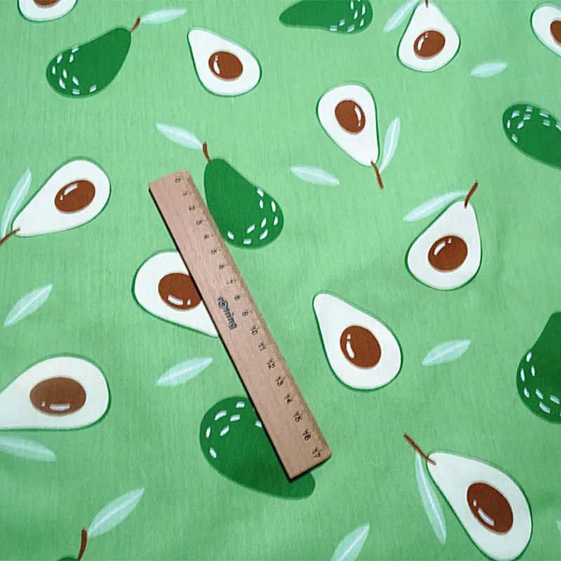 Meter Prints Quilting Fabric Cotton Twill Child Cotton Fabric Cloth Sewing DIY Handmade Printing Avocado Breathable Patchwork