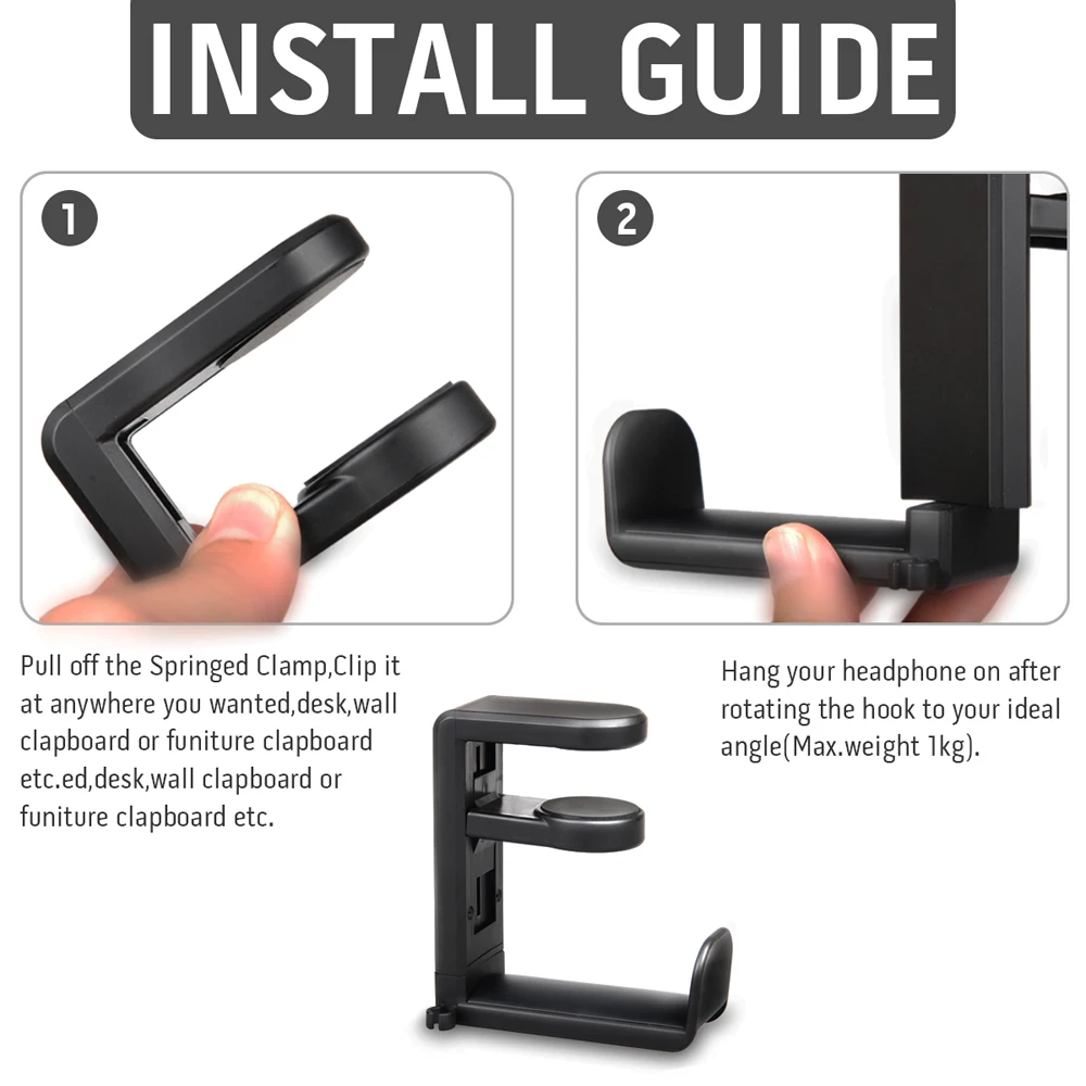 Soporte de auriculares para juegos de PC, gancho para auriculares, soporte de suspensión con brazo ajustable y giratorio, abrazadera de escritorio, soporte Universal para bolsa