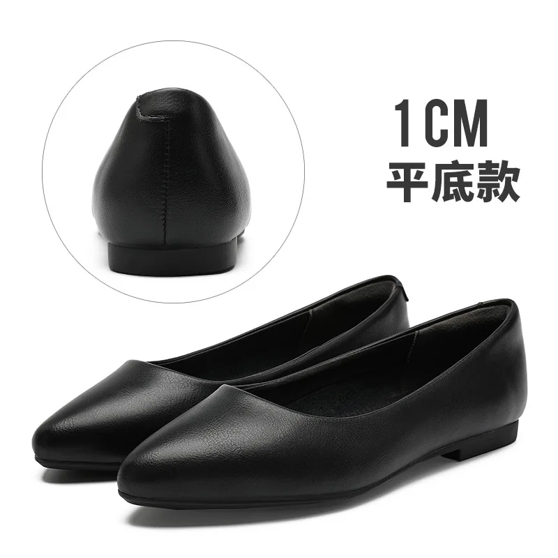 Ladies Genuine Leather Black OL Office Shoes Spring Autumn Fashion Work Shoes Thin Heel Sexy Etiquette Dress Shoes Womens Pumps