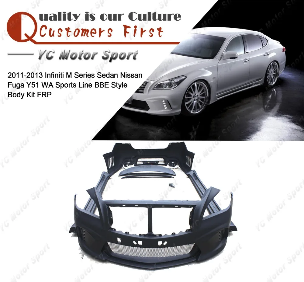 

FRP Fiber Glass WA Sports Line BBE Style Body Kit Fit For 2011-2013 M Series Sedan Fuga Y51 Bumper Side Skirt Spoiler Wing