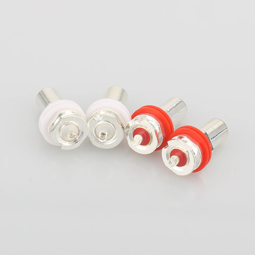 Hot Sale 8Pcs Silver Plated RCA Phono Chassis Panel Mount Female Socket Adapter