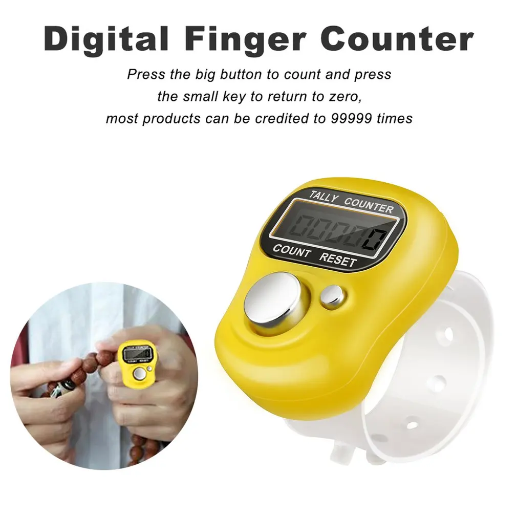 5 Digit Electronic Digital Finger Ring Tally Counter Hand Held Knitting Row Counter Clicker NEW Mini Point Marker Counter LCD
