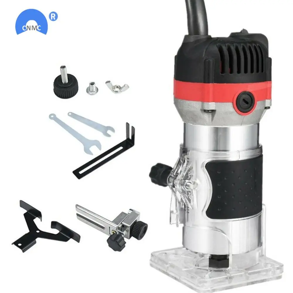 800W 30000rpm Woodworking Electric Trimmer Wood Milling Engraving Slotting Trimming Machine Hand Carving Machine Wood Router