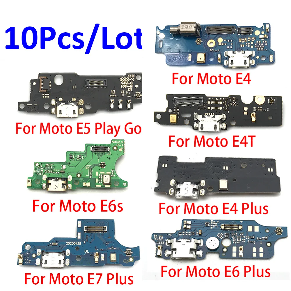 10Pcs，USB Charging Dock Port Connector Flex Cable Board For Moto One Fusion E4T E4 E5 E6s E7 Plus E5 Play Go G8 Power Lite