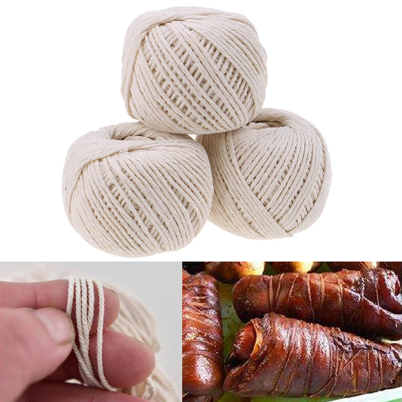 Hilo de algodón para carnicero, utensilio de cocina de 229 pies, ideal para preparación de carne, pavo, barbacoa, carne, salchicha, cuerda de amarre, 1 rollo