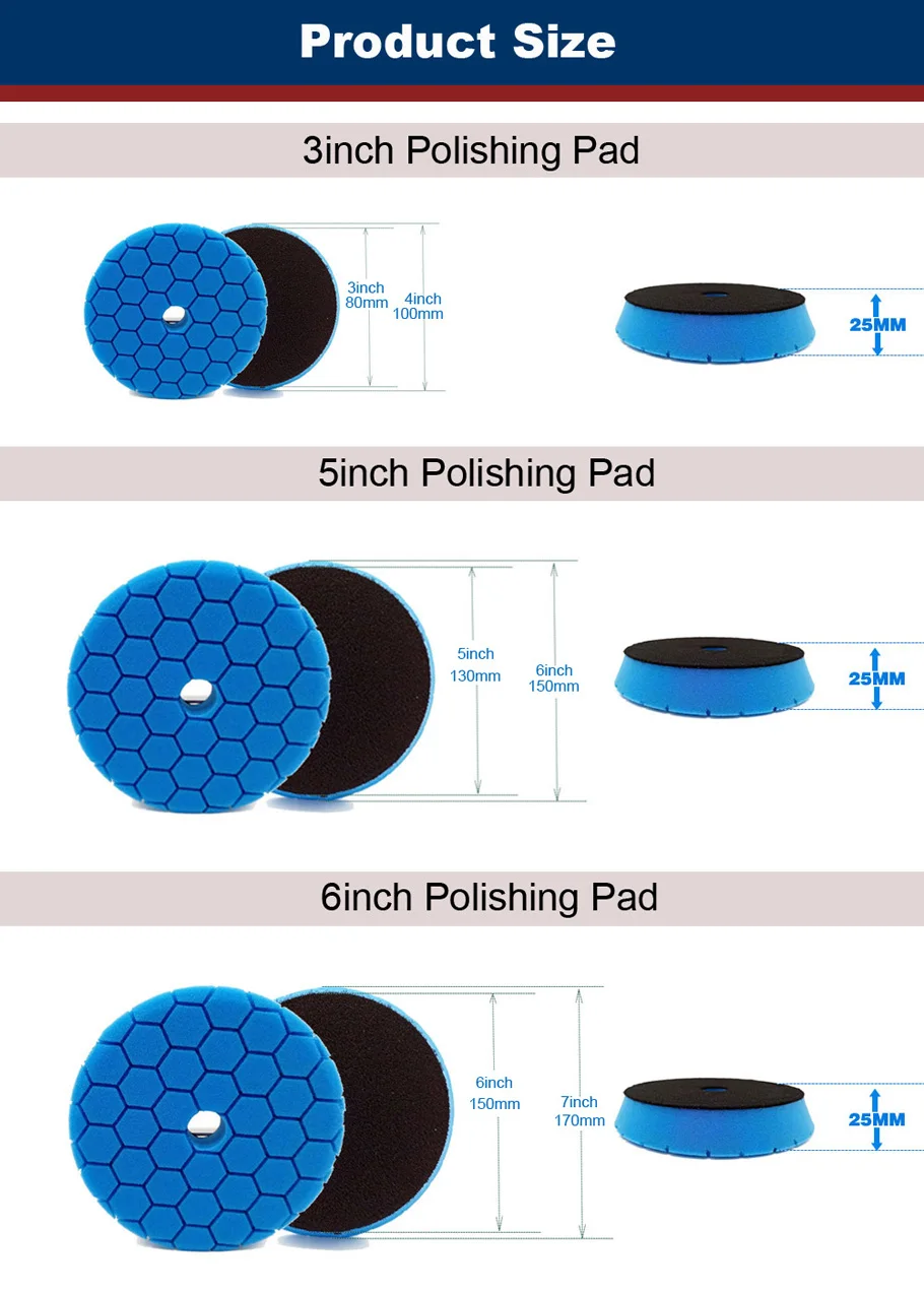 3/5/6 Inch Auto Spons Polijsten Pad Duitsland Foam Buffing Pads Self Polish Tool Kits Set Professionele Da Polijstmachines Pads