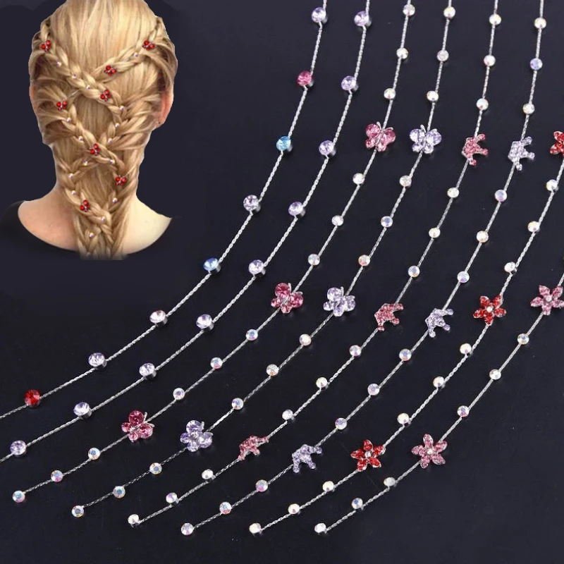 Fashion Glitter Crystal Hair Extension Rhinestone Jewelry Braider Chain DIY Hair Accessories Women Girl kids Hair Styling Tools