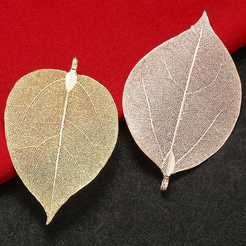 ZHUKOU 45x76mm exquisite gold color leaf pendant for women necklace earrings jewelry accessories Making model:VD586