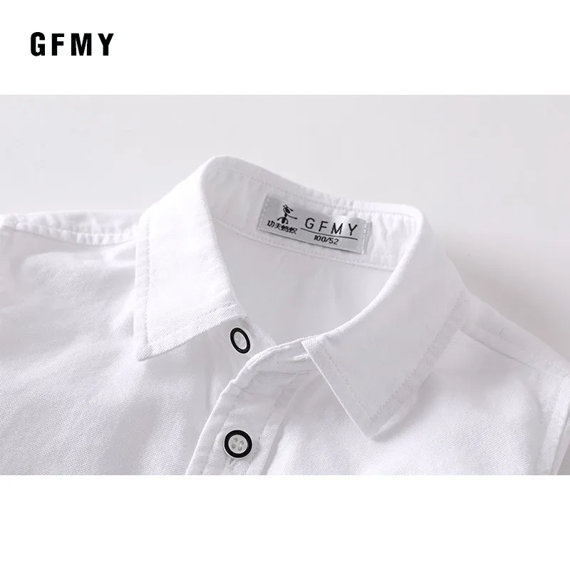 GFMY 2020 spring summer 100%Cotton Full Sleeve Solid ColorBlue boys white Shirt 3T-14T Kid Casual School Clothes 9004