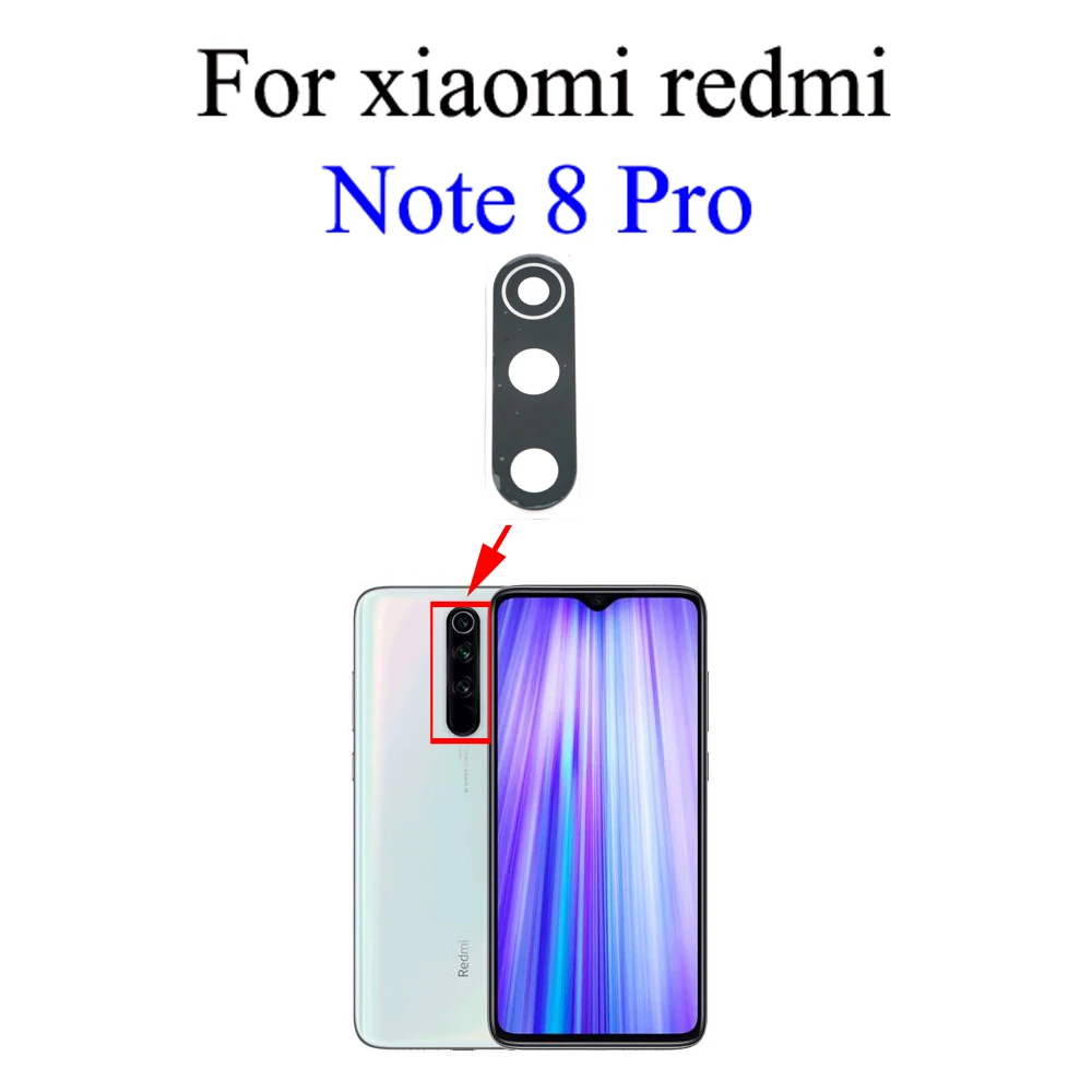 YuXi 2pcs for Xiaomi Redmi note 8 Camera Glass Lens Back Rear note 8 pro Camera Glass Lens Replacement Repair Spare Parts