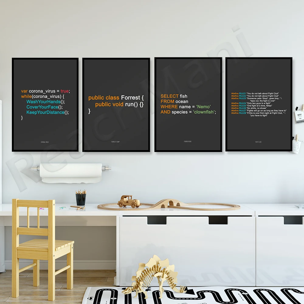 

Fight Club, Invisible Man, Find Nemo, Forrest Gump Programming Code Poster Printing-Java, PHP, Javascript, CSS, C, SQL
