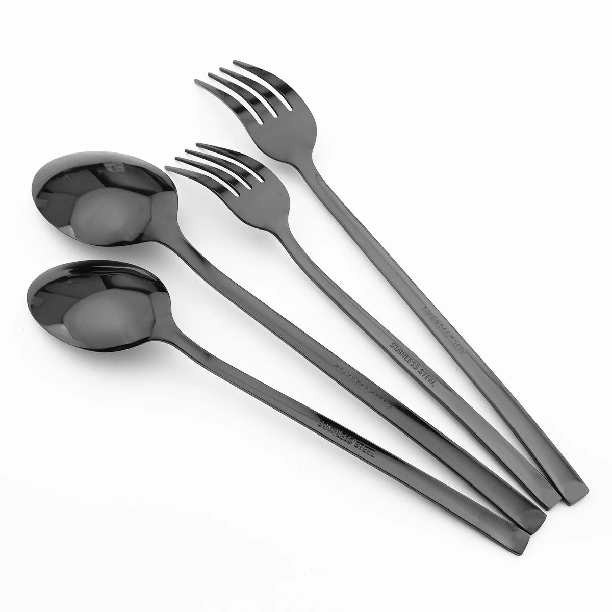 Stainless Steel Cutlery Set Mirror Black Dinnerware Set Knife Dessert Fork Coffee Tea Spoon Tableware Western Kitchen Flatware