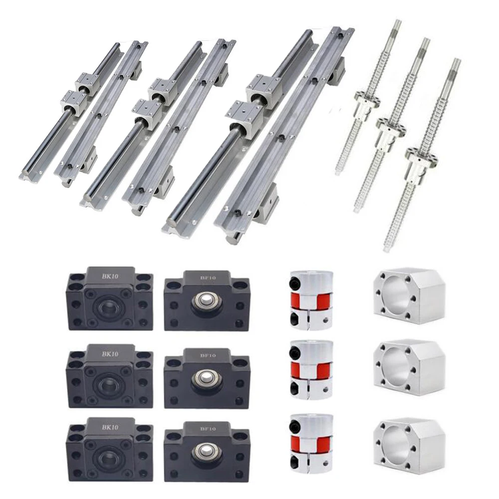 SBR12 16 20 linear guide Rail -300 600 700 mm + ballscrew set SFU1605 - 350 600 750 mm + BK/BF12 CNC parts