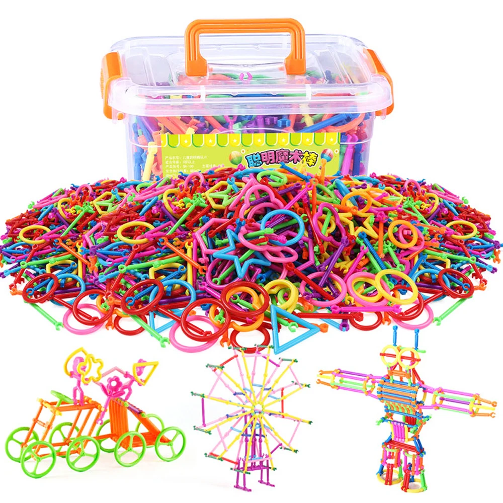 370-1680PCS DIY Kreative Intelligenz Magie Stick Pädagogisches Kunststoff Smart Stick Blöcke Zubehör Spielzeug für Kinder Geschenke