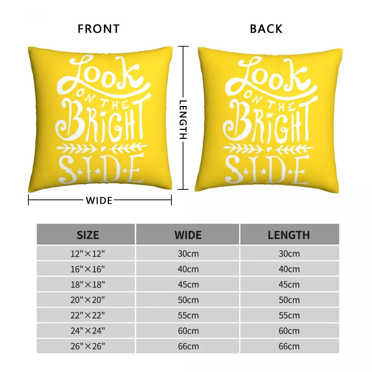 Look On The Bright Side Square Pillowcase Polyester Linen Velvet Zip Decor Sofa Cushion Case 45x45