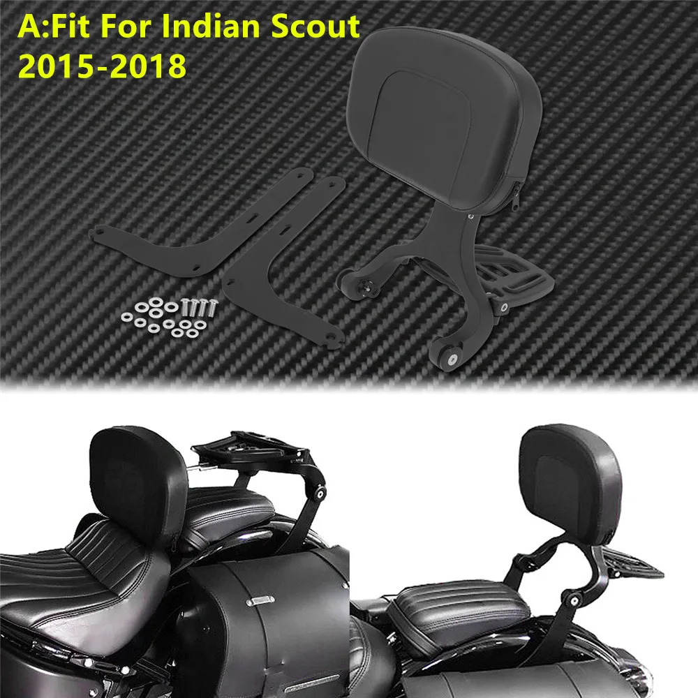 Motorcycle Adjustable Driver & Passenger Backrest Black For Indian Hard Bag Chieftain 2015-2019 For Indian Scout 2015-2017 2018