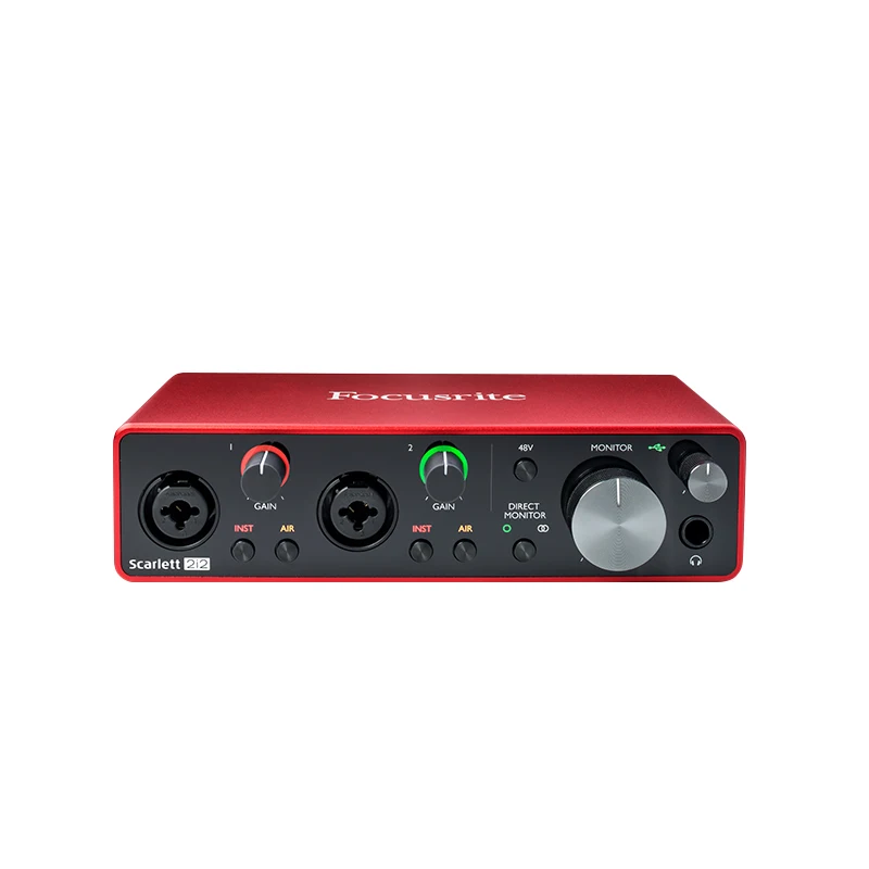 Upgraded New FOCUSRITE Scarlett 2i2 3rd generation professional recording sound card USB audio interface with mic preamp