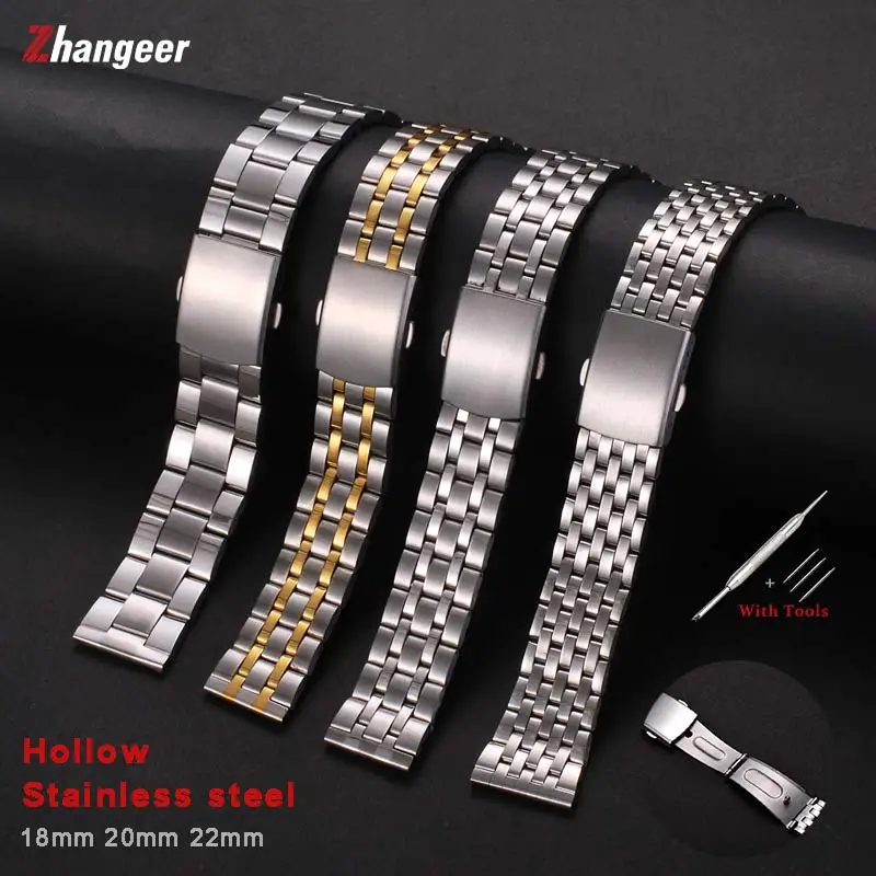 

18mm 22mm 20mm Stainless Steel Watch Strap with Folding Buckle for Universal Wrist Watch Band Bracelet Accessories with Tool