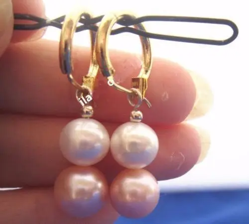 Noblest Natural Pink With White South Sea Pearl Swing Earrings