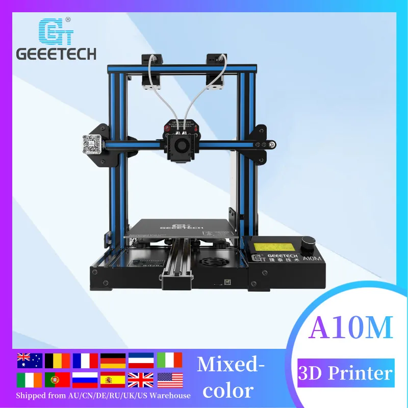 Geeetech A10M FDM 3D Printer with dual Extruder Mix-color Printing, Integrated Building Base, Break Resuming, 220*220*260mm, DIY