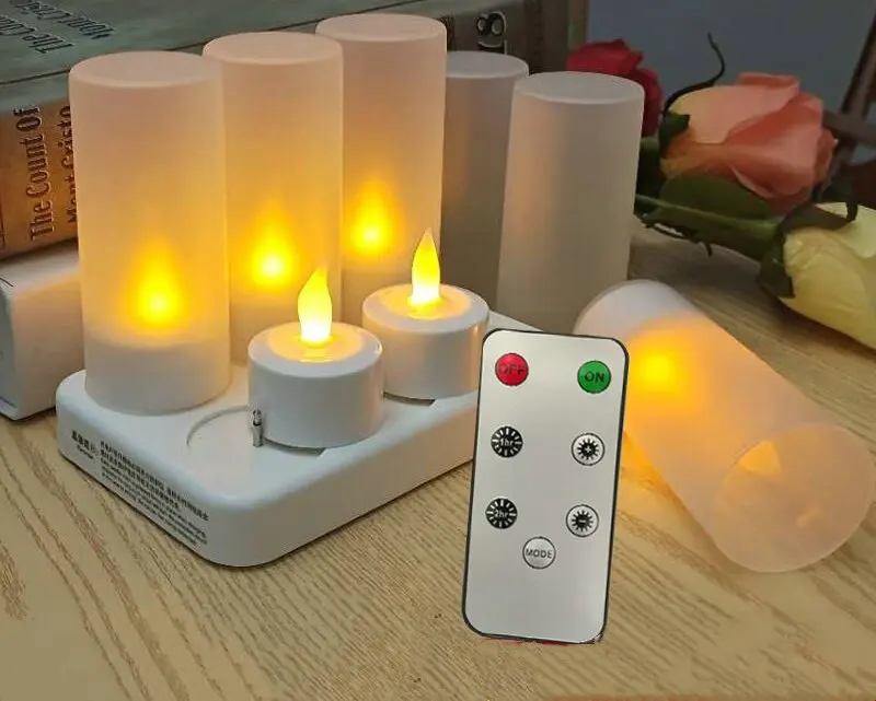 

Remote controlled Set of 6 LED Rechargeable Tea Light Tealight Candle Lamp 7key w/Timer function Wedding Christmas Bar Home Dec