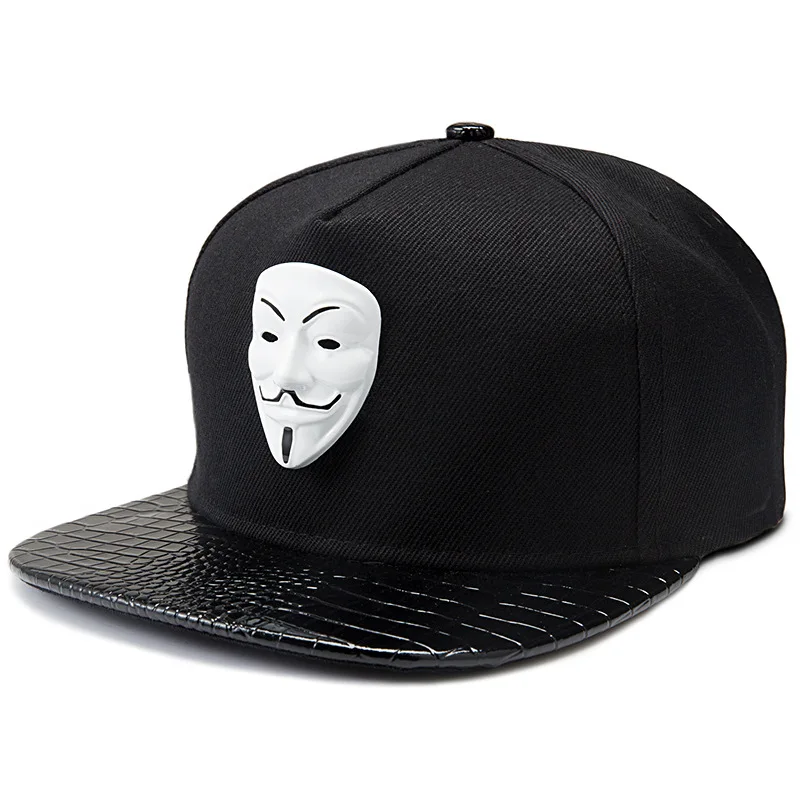 V For Vendetta Baseball Caps Metal Adjustable Snapback Hats Gorras Hip Hop Style for Women Men Black Boy Cool Flat Dropship