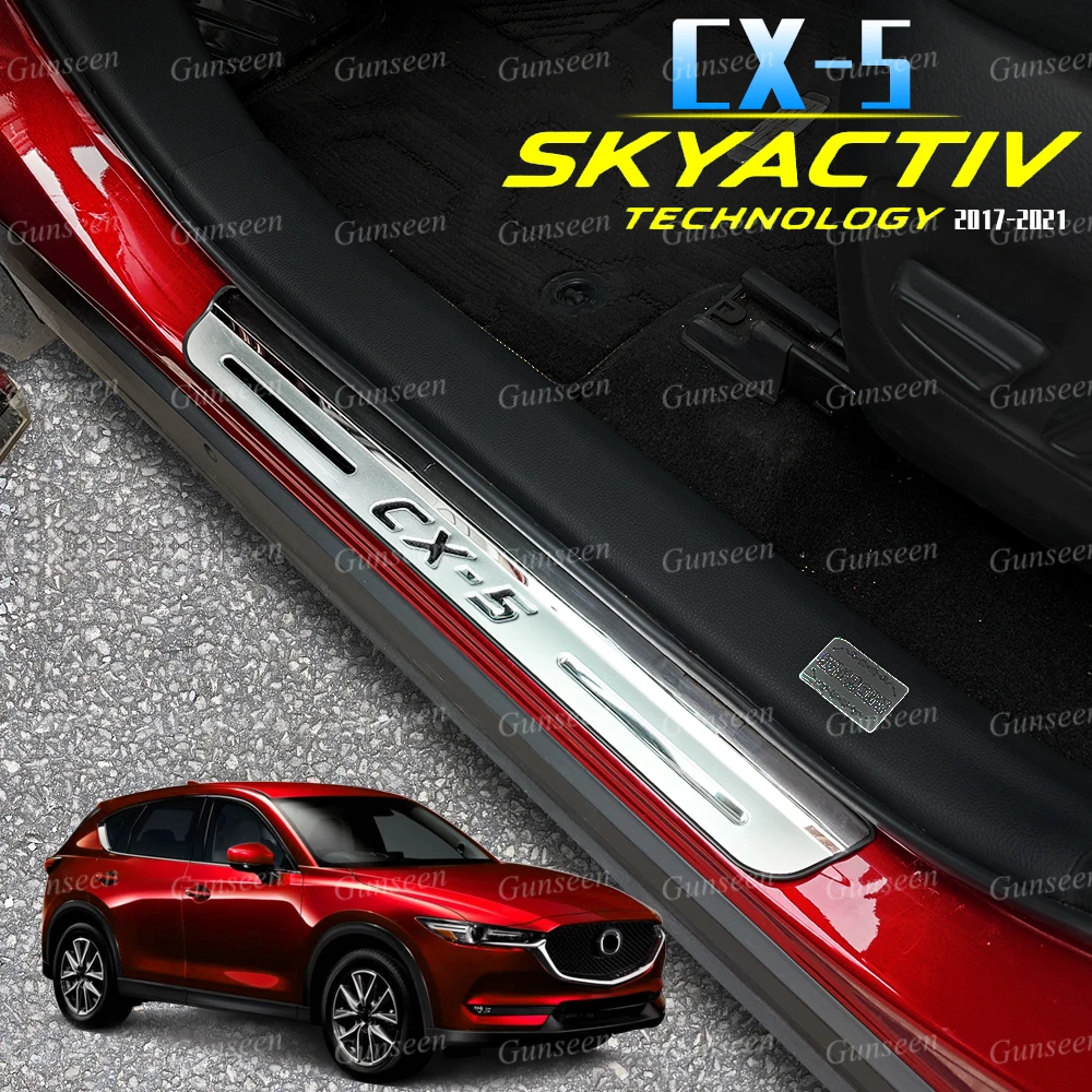 For Mazda CX5 Door Sill Pedal Accessories Auto Threshold Protector Scuff Plate Car Sticker Trim Styling 2021 2019 2020 2017 2013