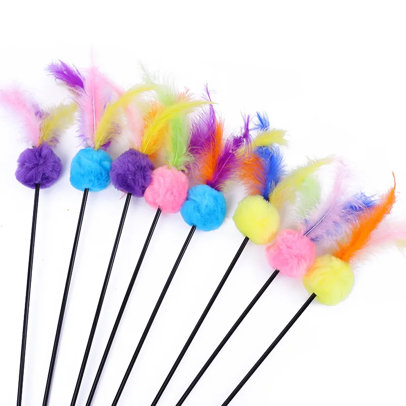 5 stücke Lustige Kätzchen Katze Teaser Interaktive Spielzeug Stange mit Glocke und Feder Spielzeug Für Haustier Katzen Stick Draht Chaser Zauberstab spielzeug Zufällige Farbe – Detail 30