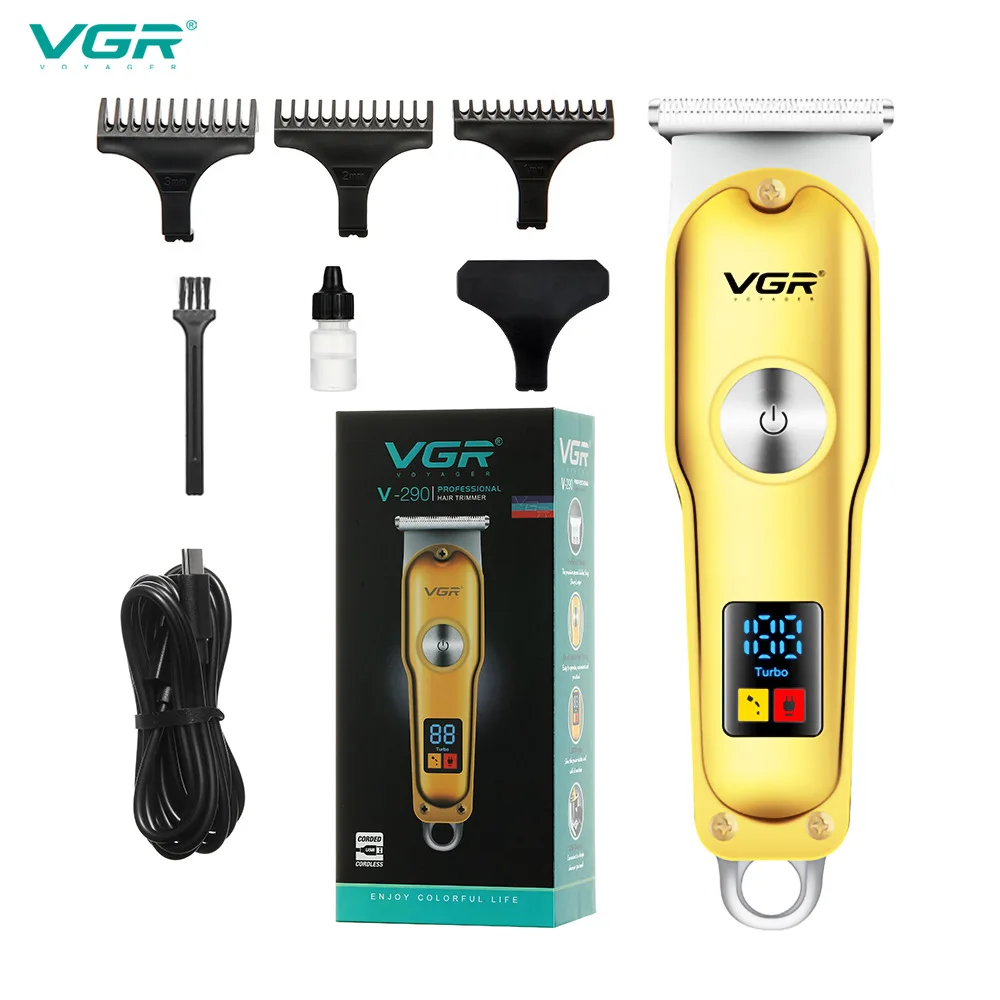 VGR V290ผม Clipper Personal Care เครื่องโกนหนวดไฟฟ้าแกะสลักใหม่ไฟฟ้า Push LED สมาร์ทน้ำมันแบบพกพา VGR 290