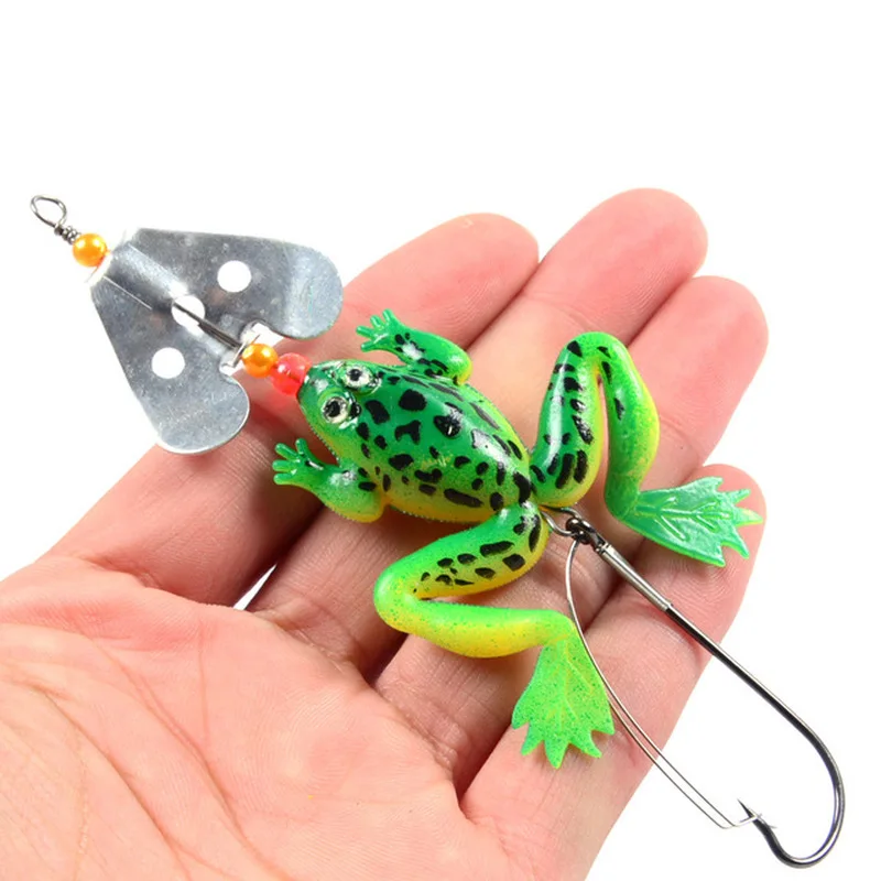 부드러운 낚시 미끼 가짜 개구리 4 색 품질 좋은 크랭크 베이트 미끼 후크 인공 Swimbait Wobblers 낚시 미끼, 1 개