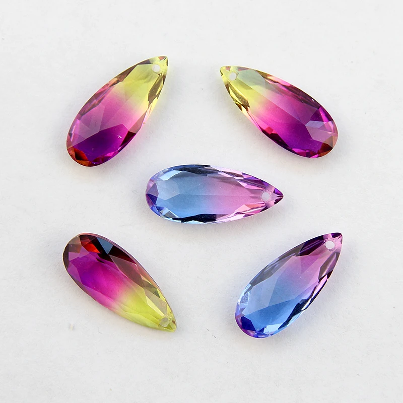 9*20mm teardrop pendants fancy stone waterdrop pointback Tourmaline rhinestone pendants Colorful Glass Bead For DIY Accessories