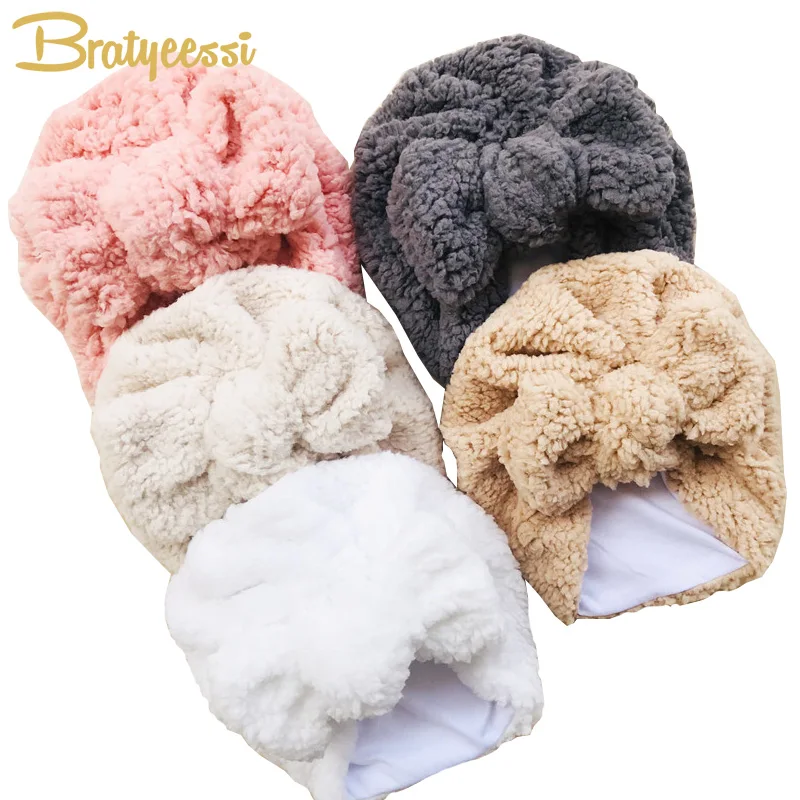 New Winter Baby Hat for Girls Beanie Faux Lamb Wool Infant Bonnet Turban Hats Baby Cap Kids Headwear Toddler Head Wraps for Boys