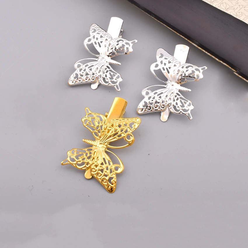 2 pcs/par mulheres oco grampos de cabelo metal borboleta hairpins ouro prata vintage pinos de cabelo para acessórios de estilo