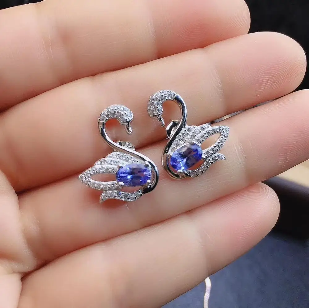 Natural and Real Tanzanite earring Free shipping Natural real anzanite 925 sterling silver Earring