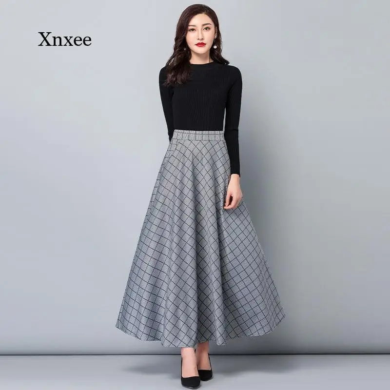 

Autumn Spring Retro Long Skirt Women's High Waist Retro Long Skirt Elegant Office Ladies Skirt Street Wear