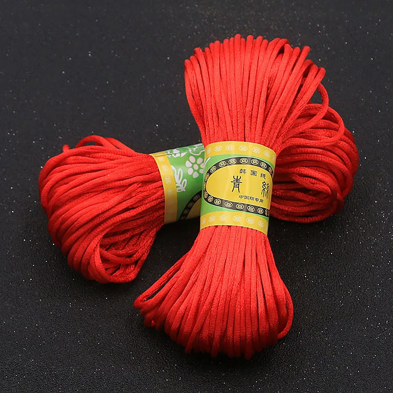 20 Meter 2mm 25 Farbe Chinesischen Knoten Moos Schnur Rattail Satin Geflochtene DIY Schmuck Halskette NAccessories Woven Materialien