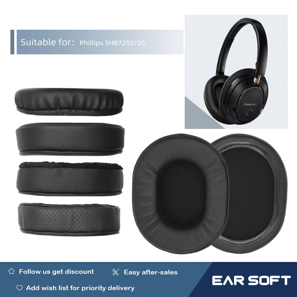 Earsoft Replacement Ear Pads Cushions for Phillips SHB7250/00 Headphones Earphones Earmuff Case Sleeve Accessories