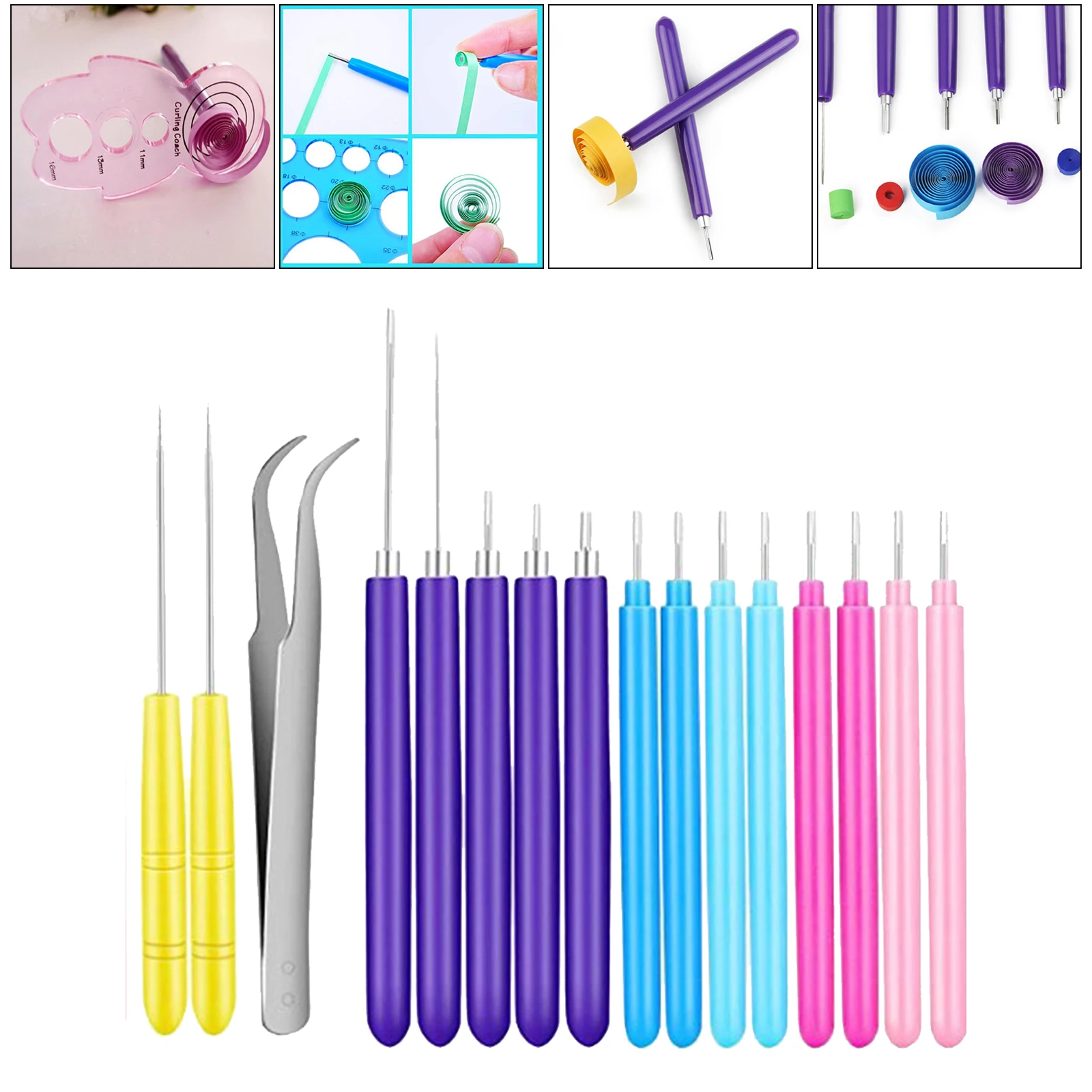 Juya Quilling Outils à fente avec tête en acier inoxydable(bleu, 3-pcs